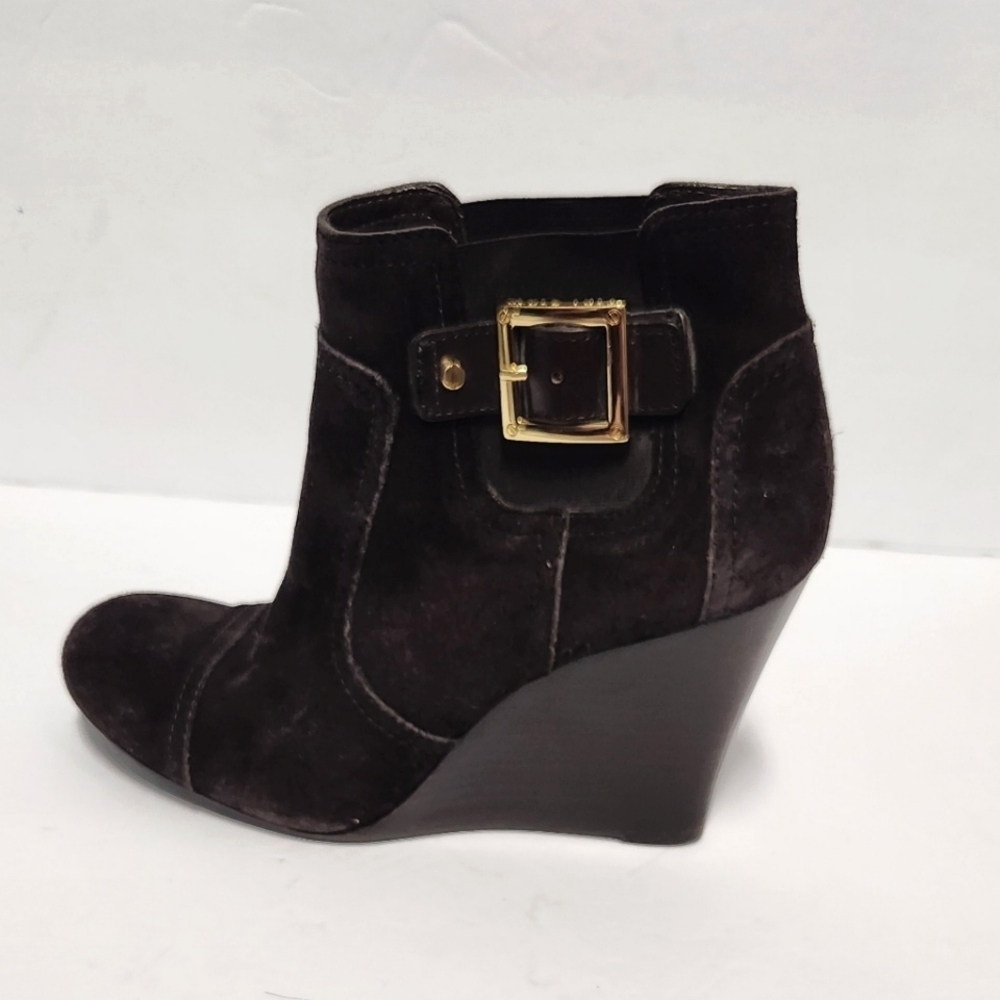 Tory Burch Adrienne Suede Wedge Ankle Booties In Brown